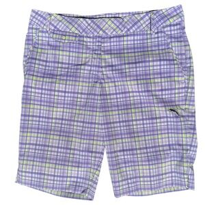 Puma Sport Golf Bermuda Shorts Purple Plaid White Green Size 10